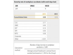 Severity rate of workplace accidents (with work days lost )法國維旺迪集團(VIVENDI) Annual Report 2013