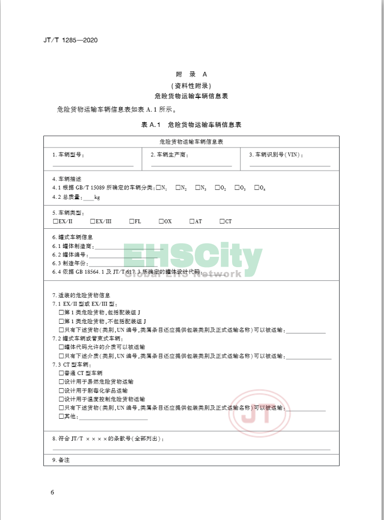 JT/T 1285-2020《危險(xiǎn)貨物道路運(yùn)輸營(yíng)運(yùn)車輛安全技術(shù)條件》 2020-4-1實(shí)施